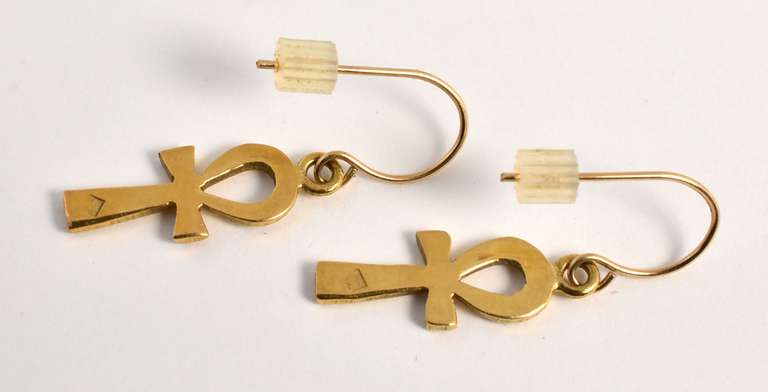 Fun 18k Ankh Dangle Earrings