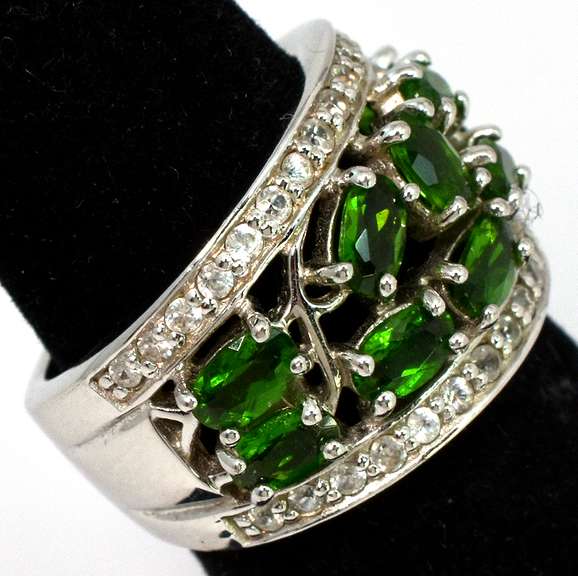 Vibrant Emerald & Topaz Ring in Sterling Silver