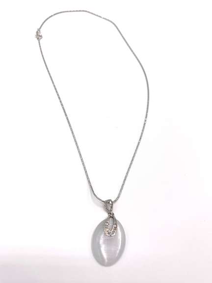 Unique Sterling Silver White Gemstone Necklace