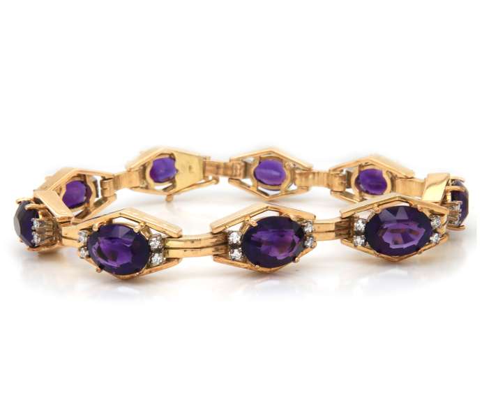Gorgeous 18kt YG Amethyst and Diamond Bracelet