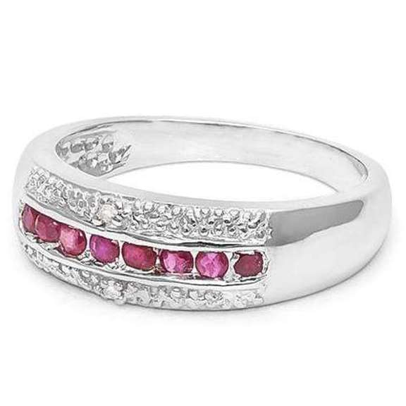 2/5 CT RUBY & DIAMOND STERLING SILVER RING