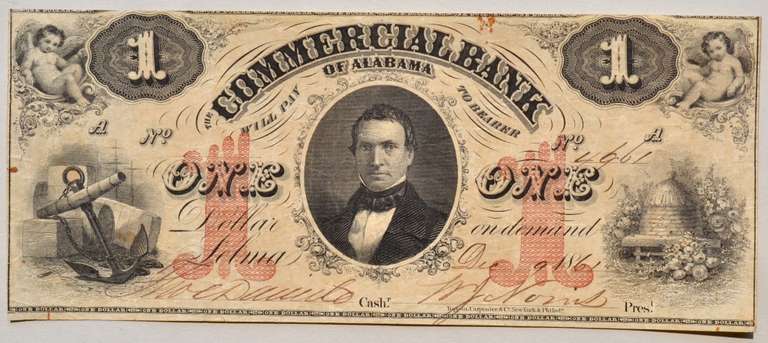$ 1 12/9 /1861 Commercial Bank Of Alabama Selma Note
