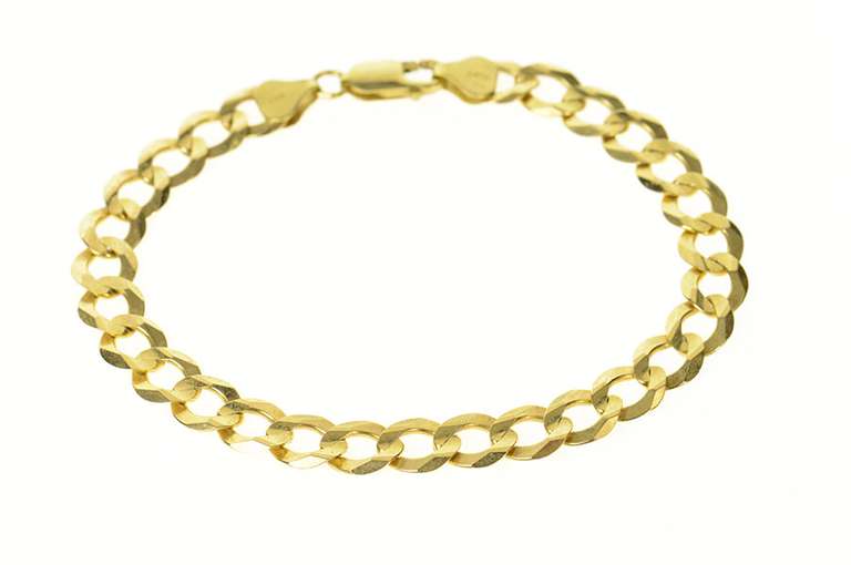 10K Yellow Gold 8,5mm Curb Chain Classic Men's Cuban Link Bracelet