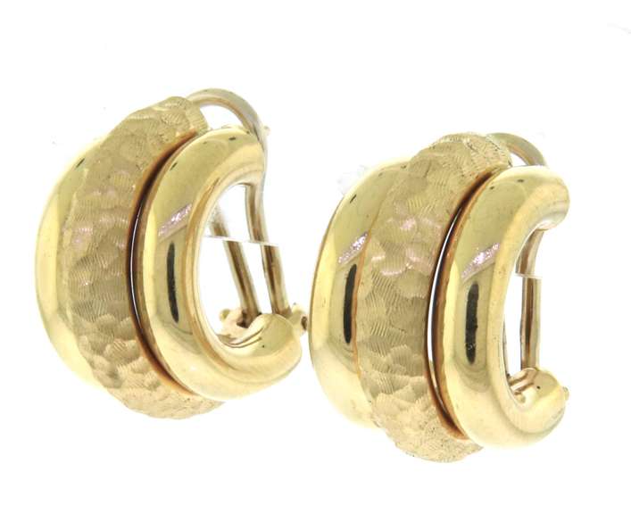 Fantastic 14kt YG Textured Hoop Earrings