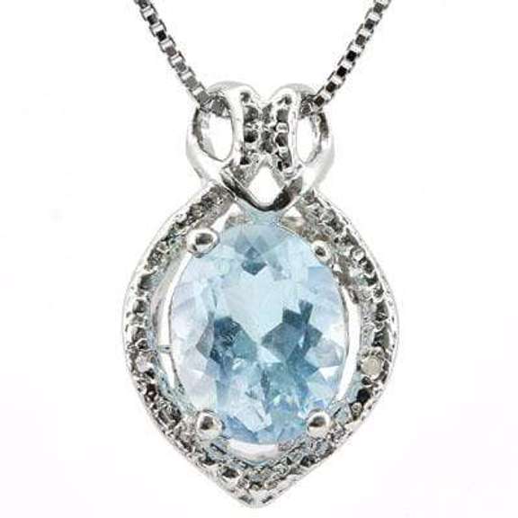2.05 CT BABY SWISS BLUE TOPAZ & DIAMOND STERLING SILVER PENDANT
