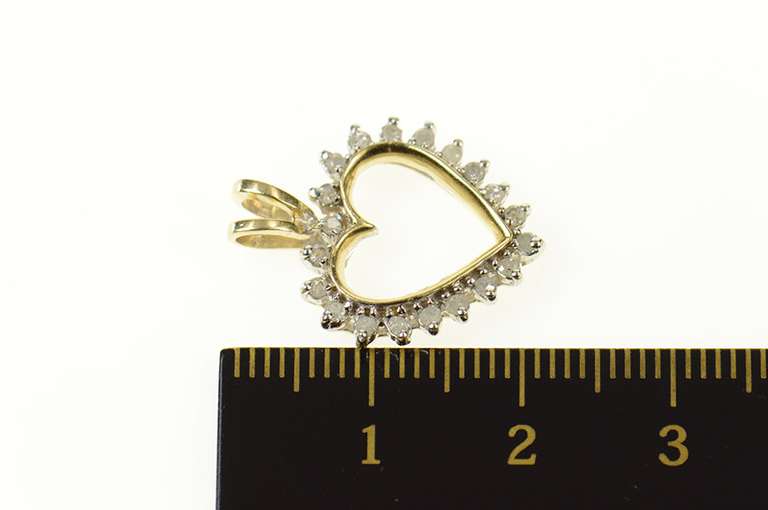 10K Yellow Gold Diamond Classic Simple Heart Love Symbol Pendant