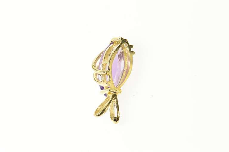 14K Yellow Gold Marquise Amethyst Wave Overlay Statement Pendant
