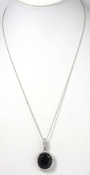 Entrancing Sapphire & Diamond Necklace in 14KT White Gold