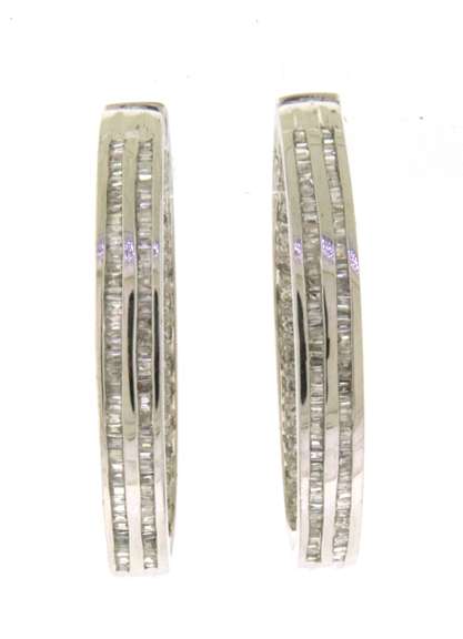 Dazzling White Gold 2cts Diamond Hoop Earrings