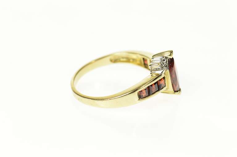10K Yellow Gold Marquise Garnet Diamond Accent Bypass Ring