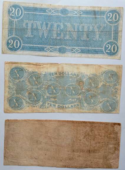 $ 1  $10 & $ 20 Confederate States Notes