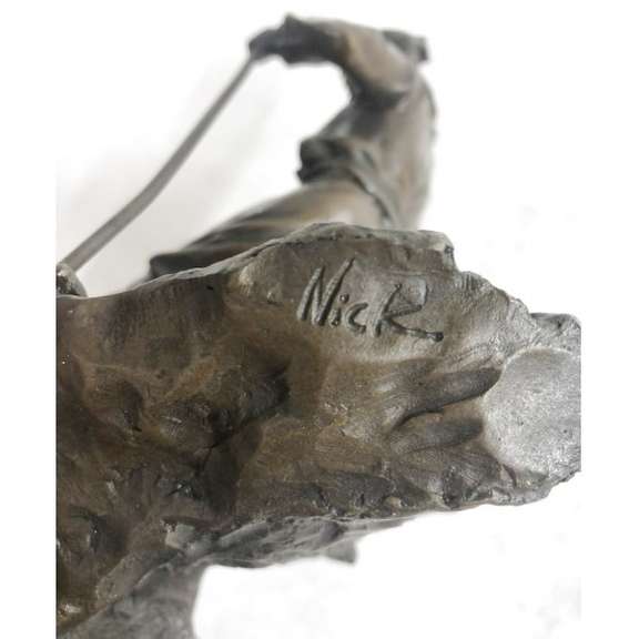 Hot Cast Sport Trophy Young Man Playing Ski Bronze Museum Quality Artwork figure