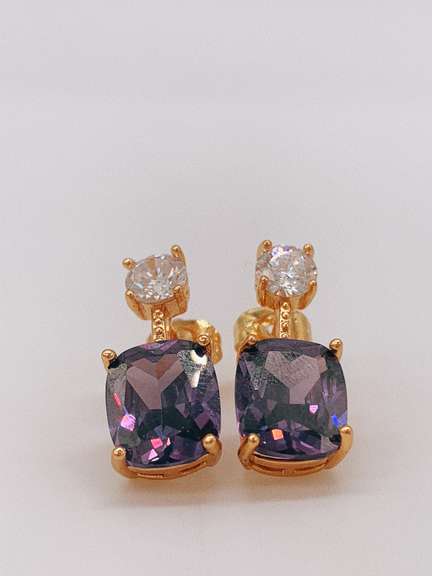 18kt Gold Plated Sapphire Earrings