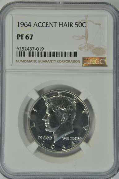 RARE Superb NGC PF67 ACCENT HAIR 1964 Kennedy Half Dollar