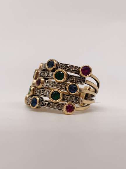 14kt Gold, Ruby, Emerald, Sapphire, & Diamond Ring