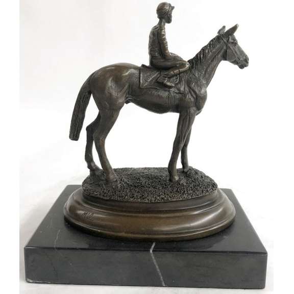 Horse Jockey Racing Equine Art Tribute Thoroughbred Bronze Marble Statue Gift
