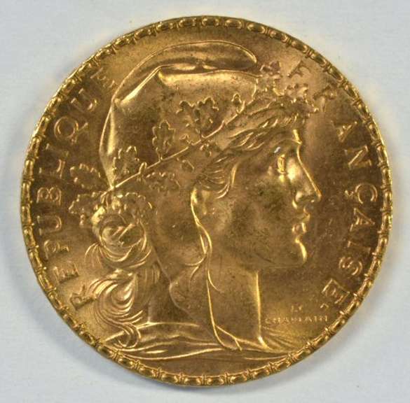 Superb Gem BU 1914 France 20 Francs Gold 'Rooster' coin