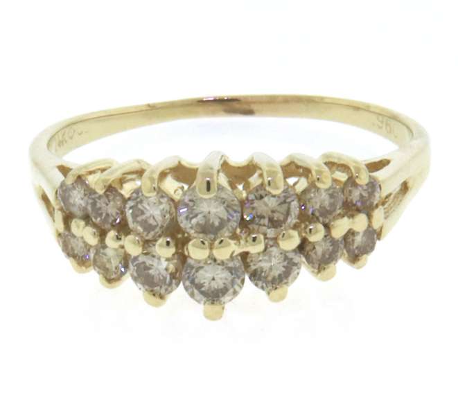 Handsome Yellow Gold Diamond Pyramid Ring