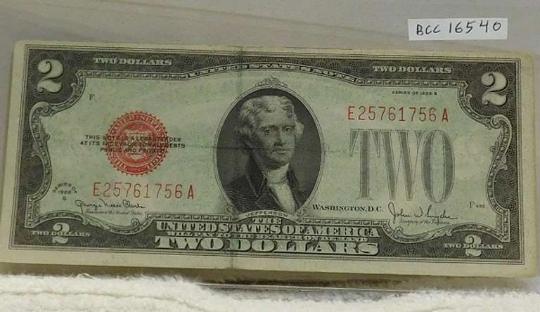 1928-G $2.00 US Note, Red Seal, circ.