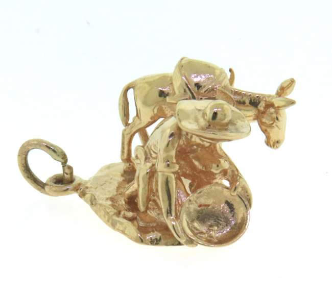 Cute Yellow Gold Panning for Gold Charm