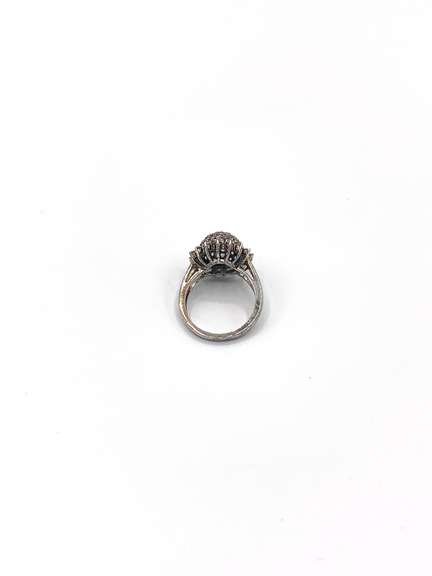 Sterling Silver White Gemstone Dome Ring