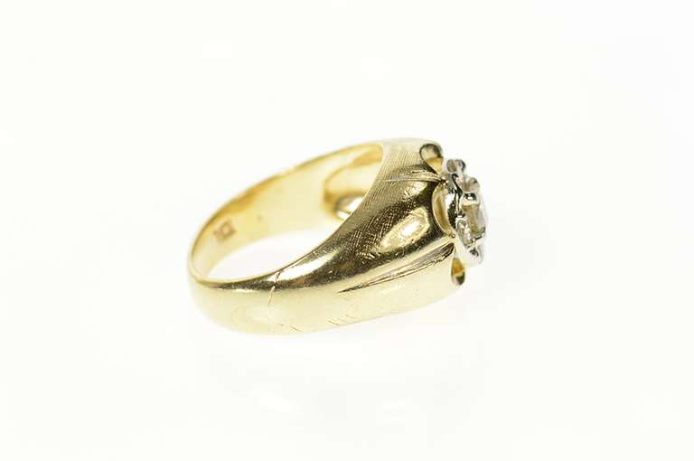 14K Yellow Gold 0.87 Ctw Diamond Cluster Retro Statement Ring