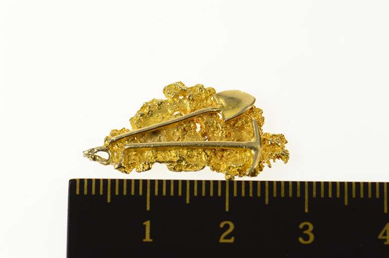 10K Yellow Gold Spade Pickaxe Prospector Nugget Miner Charm/Pendant