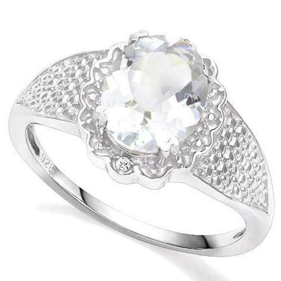 STERLING SILVER 1.38 CT AQUAMARINE & DIAMOND COCKTAIL RING