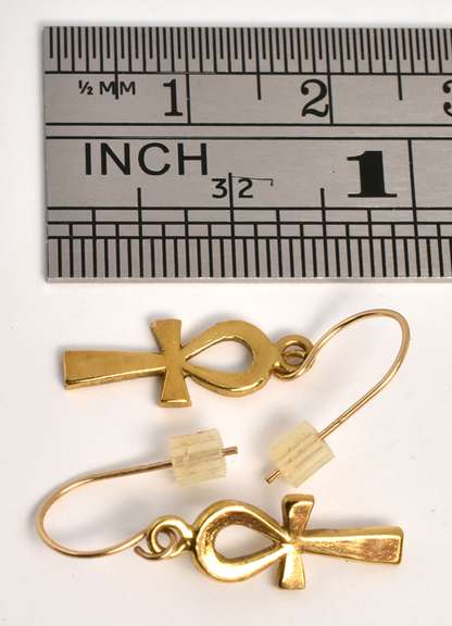 Fun 18k Ankh Dangle Earrings