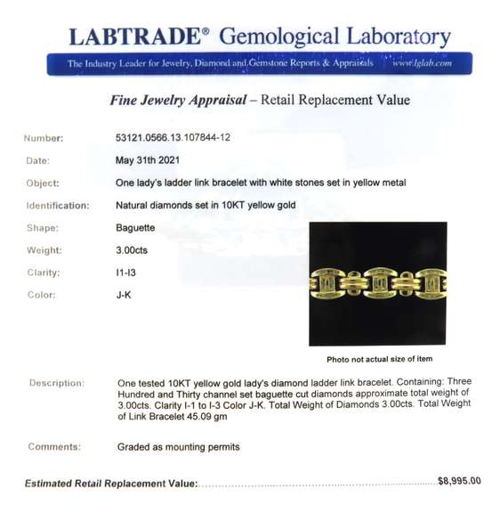 Outstanding Yellow Gold Diamond Ladder Link Bracelet