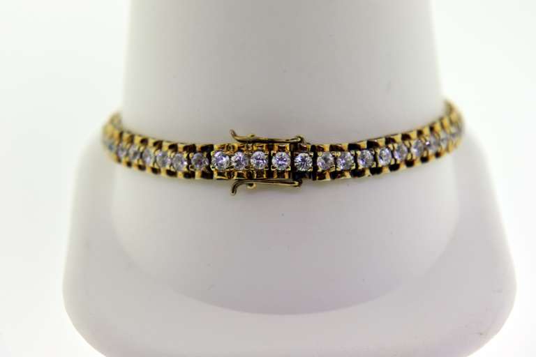 Vintage Sterling Silver Crystal Tennis Bracelet