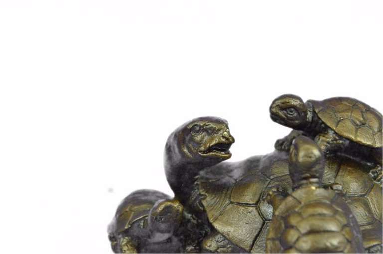 Turtle Family Bronze Figurine
