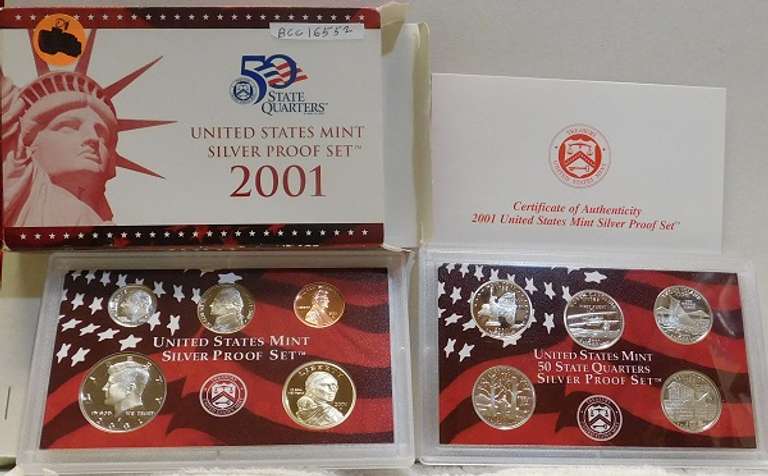 2001 Silver PROOF Set, w/State Qtrs