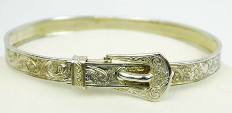 Antique Child's Sterling Silver Buckle Bangle Bracelet