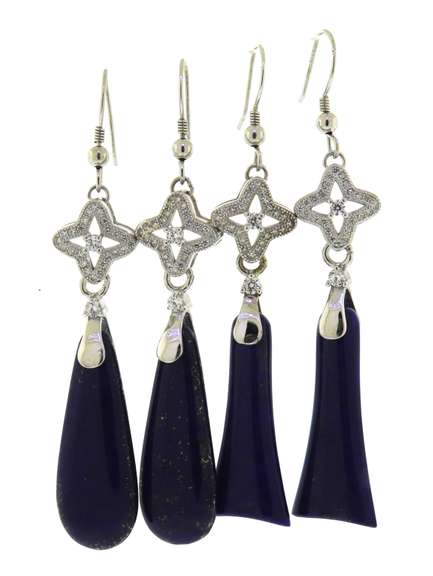 Lot of 2 Sterling Silver Lapis Dangle Earrings