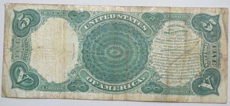 $ 5 Series of 1907 Axeman US Note