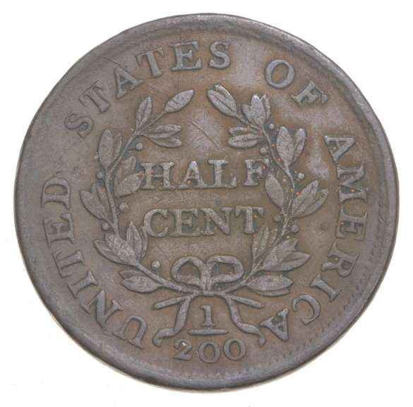 1804 Draped Bust Half Cent - Spiked Chin