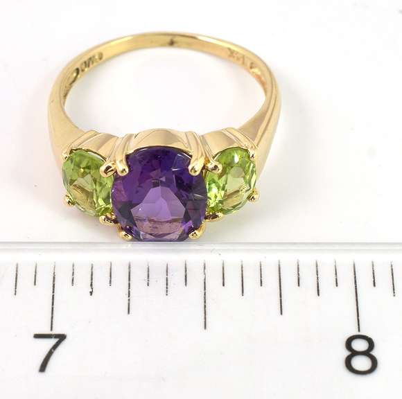 Vibrant Amethyst & Peridot Ring in 14KT Yellow Gold