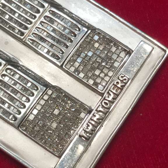 14k white gold diamond pendant- very large and heavy
