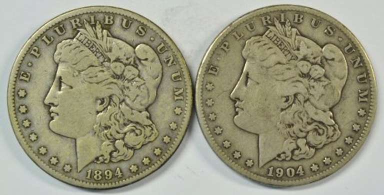 Scarce 1894-S & 1904-S Morgan Silver Dollars. Key dates