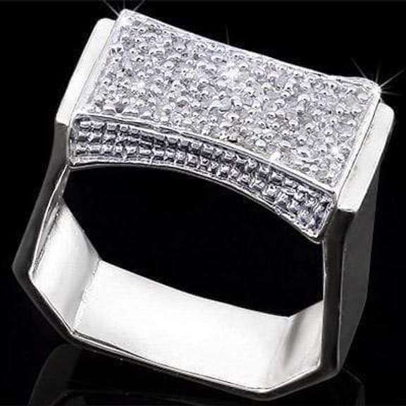 ADORABLE ! 1/2 CARAT DIAMOND 18K GOLD PLATED MENS ENGAGEMENT RING