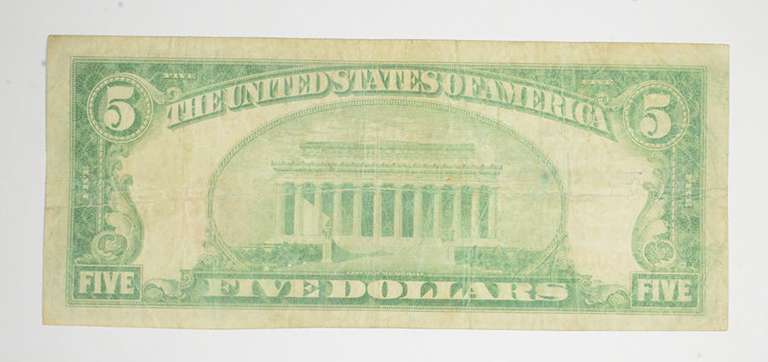 1929 $5 New Martinsville, West Virginia US National Currency