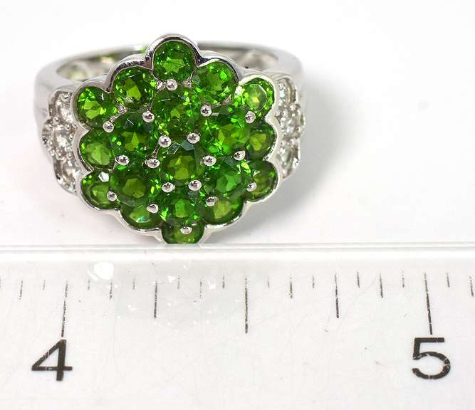 Bright Emerald & Topaz Ring in Sterling Silver