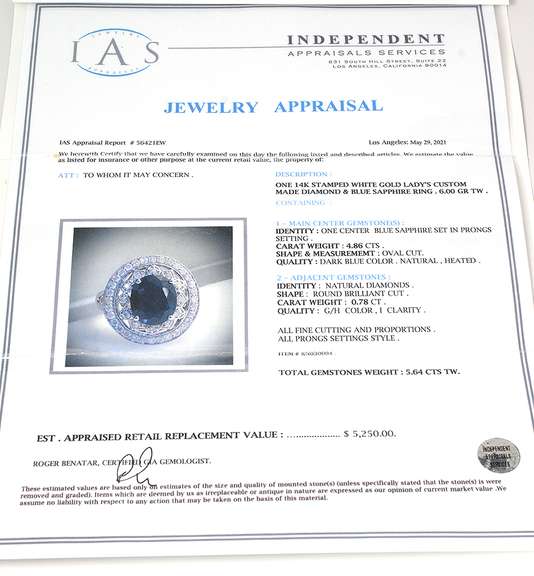 Regal Geometric Sapphire & Diamond Ring in 14KT White Gold