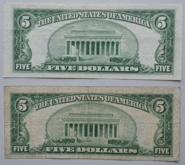 $ 5 1934 D Star & 1953  Blue Seal Silver Certificates