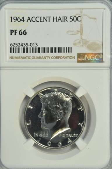 Very Scarce Gem PRF 1964 ACCENTED HAIR Kennedy Half NGC PF66