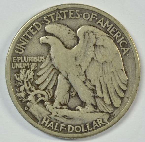 Nice VF/XF 1938-D Walking Liberty Half Dollar. Key date