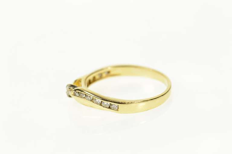 14K Yellow Gold Classic Diamond Wavy Promise Engagement Ring