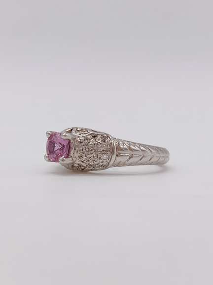 14kt Gold, Pink Sapphire & Diamond Ring