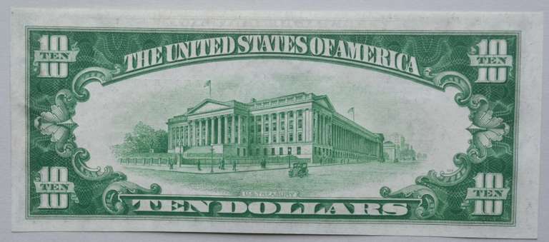 $ 10 1934 CH CU NY Fed Reserve Note